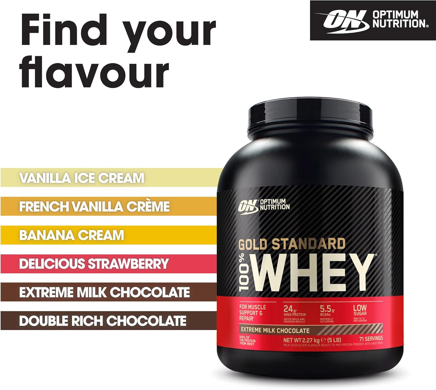 Optimum Nutrition Gold Standard Whey Powder, 1.62kg